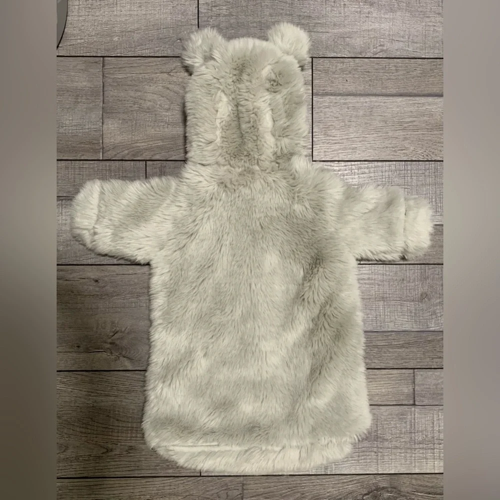 Restoration Hardware Baby Faux Fur Bunting Snowsuit Hooded Bunny Ears Gray